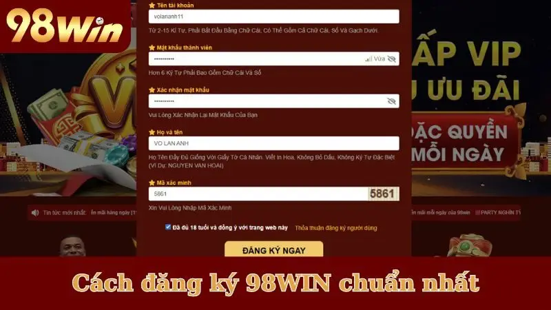 Cách đăng ký 98WIN chuẩn nhất